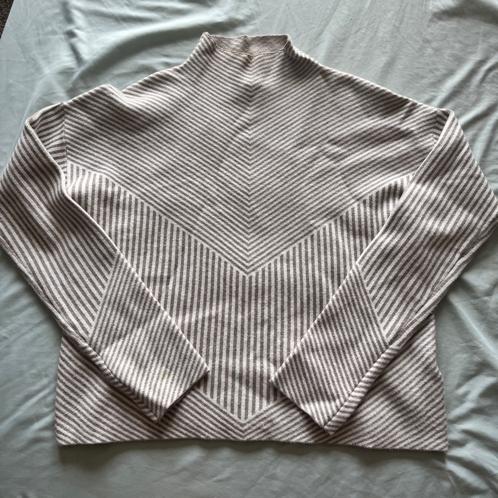 Cynthia Rowley Cream and Brown Cowl Neck Sweater
